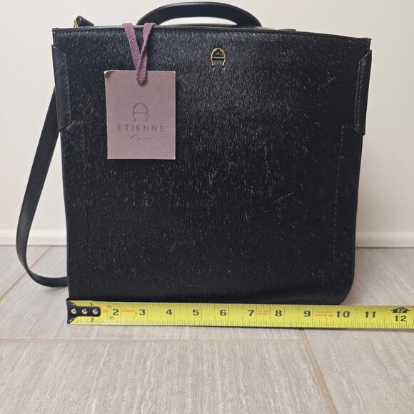 Etienne Aigner Cow Hyde and Leather Purse Black NWT  Retails $1200 - Picture 5 of 11